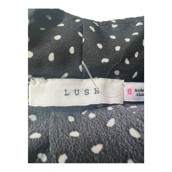 Boxy Black White Polka Dot Blouse Stand Up Collar by Lush Womens Small NWOT - Picture 10 of 15